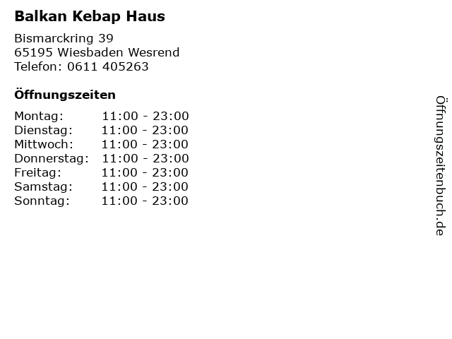 Balkan Kebap Haus in Wiesbaden Wesrend: Adresse und Öffnungszeiten
