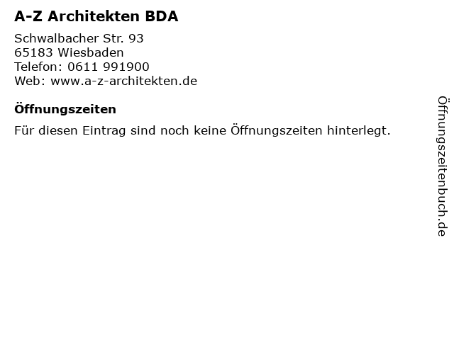 A-Z Architekten BDA in Wiesbaden: Adresse und Öffnungszeiten