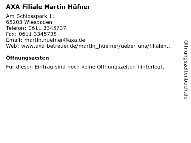 AXA Filiale Martin Hüfner in Wiesbaden: Adresse und Öffnungszeiten