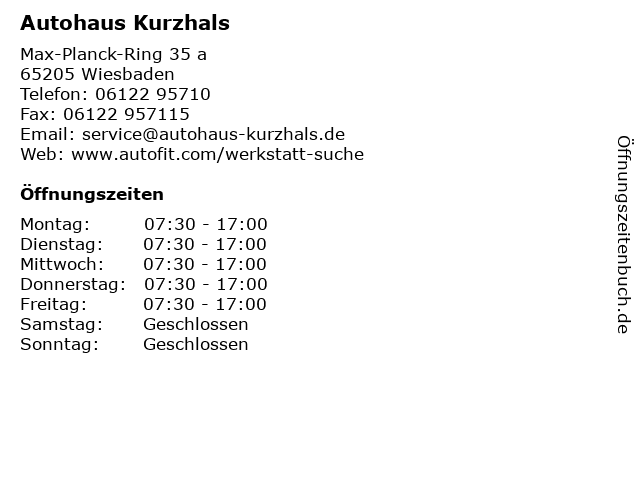 Autohaus Kurzhals in Wiesbaden: Adresse und Öffnungszeiten