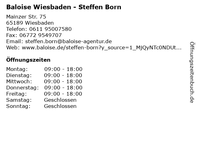 Baloise Wiesbaden - Steffen Born in Wiesbaden: Adresse und Öffnungszeiten