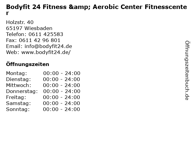 Bodyfit 24 Fitness & Aerobic Center Fitnesscenter in Wiesbaden: Adresse und Öffnungszeiten