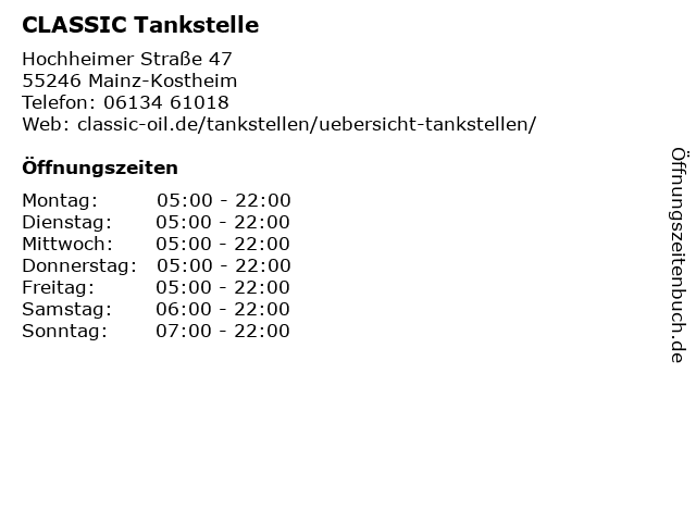 CLASSIC Tankstelle in Wiesbaden: Adresse und Öffnungszeiten