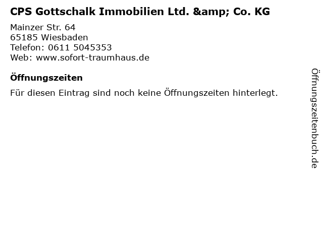 CPS Gottschalk Immobilien Ltd. & Co. KG in Wiesbaden: Adresse und Öffnungszeiten
