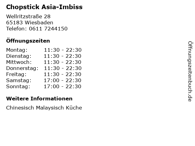 Chopstick Asia-Imbiss in Wiesbaden: Adresse und Öffnungszeiten