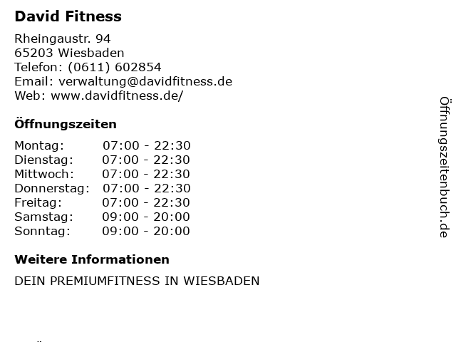 David fitness öffnungszeiten David fitness öffnungszeiten
