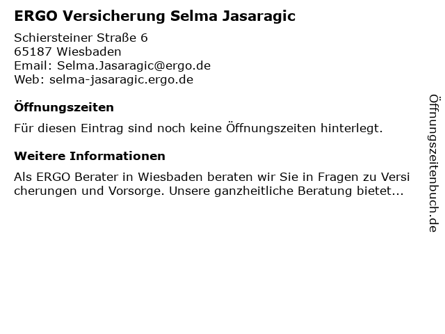 ERGO Versicherung Selma Jasaragic in Wiesbaden: Adresse und Öffnungszeiten