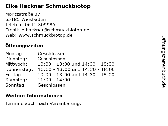 Elke Hackner Schmuckbiotop in Wiesbaden: Adresse und Öffnungszeiten