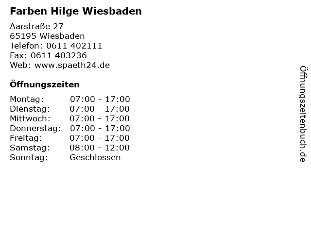 Farben Hilge Wiesbaden in Wiesbaden: Adresse und Öffnungszeiten