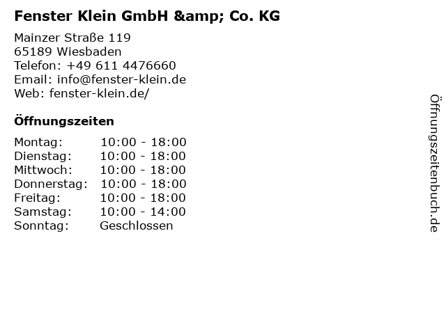 Fenster Klein GmbH & Co. KG in Wiesbaden: Adresse und Öffnungszeiten