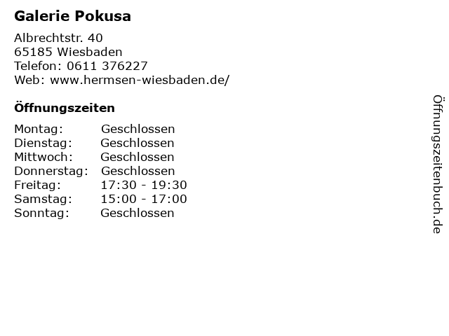 Galerie Pokusa in Wiesbaden: Adresse und Öffnungszeiten