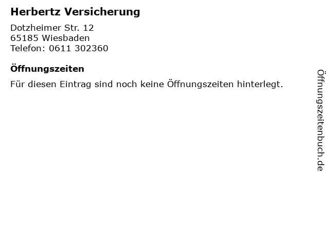 Herbertz Versicherung in Wiesbaden: Adresse und Öffnungszeiten