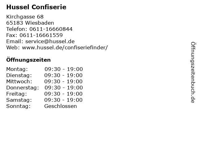 Hussel Confiserie in Wiesbaden: Adresse und Öffnungszeiten