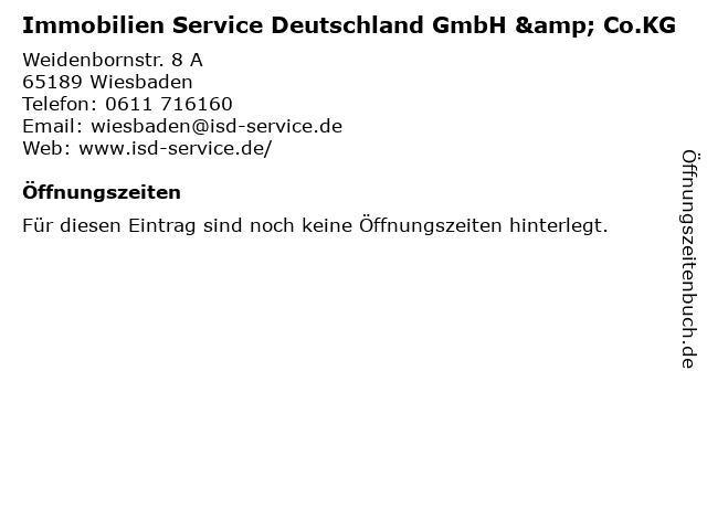 Immobilien Service Deutschland GmbH & Co.KG in Wiesbaden: Adresse und Öffnungszeiten