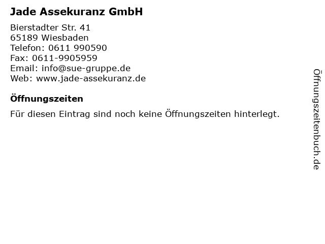 Jade Assekuranz GmbH in Wiesbaden: Adresse und Öffnungszeiten