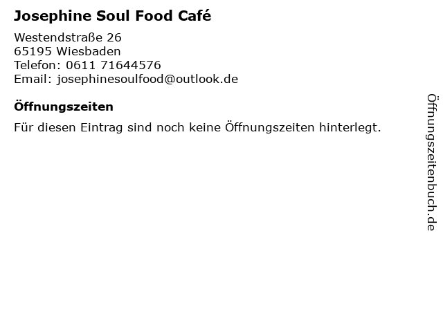 Josephine Soul Food Café in Wiesbaden: Adresse und Öffnungszeiten