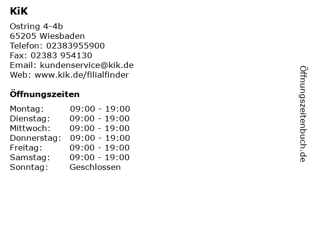 KiK in Wiesbaden: Adresse und Öffnungszeiten