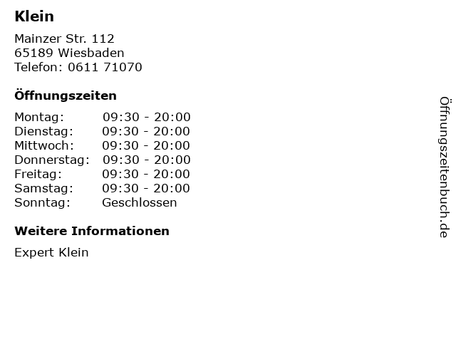 Klein in Wiesbaden: Adresse und Öffnungszeiten
