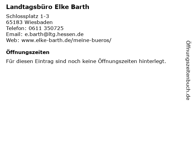 Landtagsbüro Elke Barth in Wiesbaden: Adresse und Öffnungszeiten