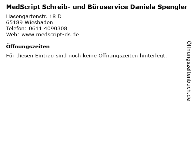 MedScript Schreib- und Büroservice Daniela Spengler in Wiesbaden: Adresse und Öffnungszeiten