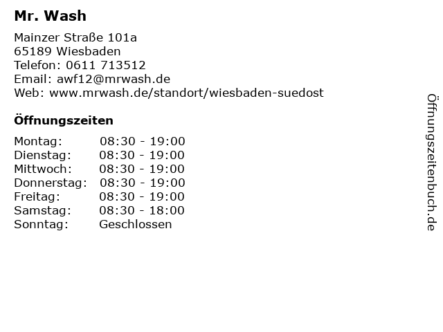 Mr. Wash in Wiesbaden: Adresse und Öffnungszeiten