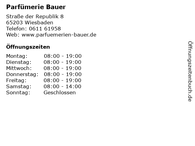 Parfümerie Bauer in Wiesbaden: Adresse und Öffnungszeiten