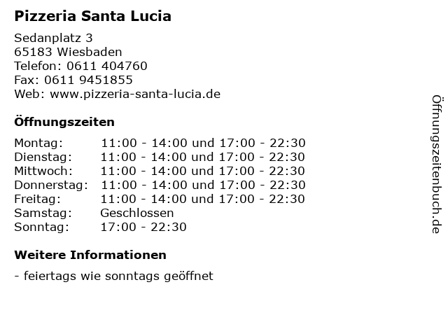 Pizzeria Santa Lucia in Wiesbaden: Adresse und Öffnungszeiten