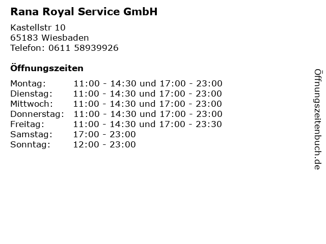 Rana Royal Service GmbH in Wiesbaden: Adresse und Öffnungszeiten