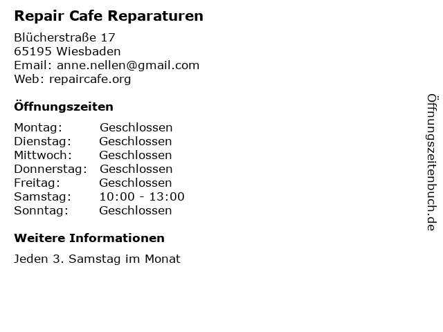 Repair Cafe Reparaturen in Wiesbaden: Adresse und Öffnungszeiten