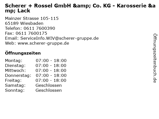 Scherer + Rossel GmbH & Co. KG - Karosserie & Lack in Wiesbaden: Adresse und Öffnungszeiten