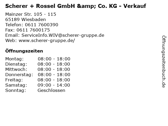 Scherer + Rossel GmbH & Co. KG - Verkauf in Wiesbaden: Adresse und Öffnungszeiten