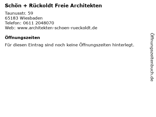 Schön + Rückoldt Freie Architekten in Wiesbaden: Adresse und Öffnungszeiten