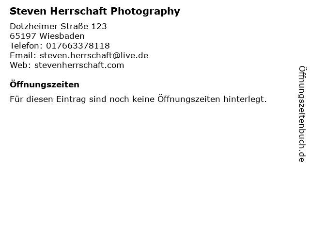 Steven Herrschaft Photography in Wiesbaden: Adresse und Öffnungszeiten