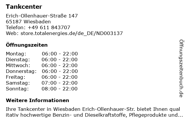 Tankcenter in Wiesbaden: Adresse und Öffnungszeiten