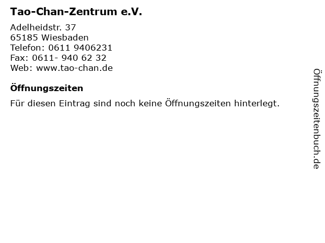 Tao-Chan-Zentrum e.V. in Wiesbaden: Adresse und Öffnungszeiten