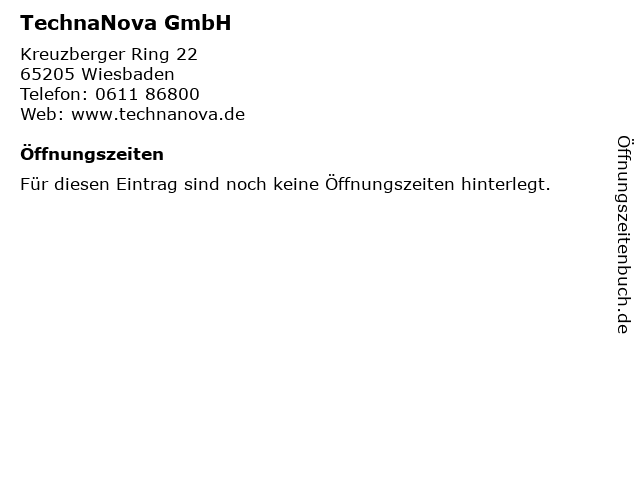 TechnaNova GmbH in Wiesbaden: Adresse und Öffnungszeiten