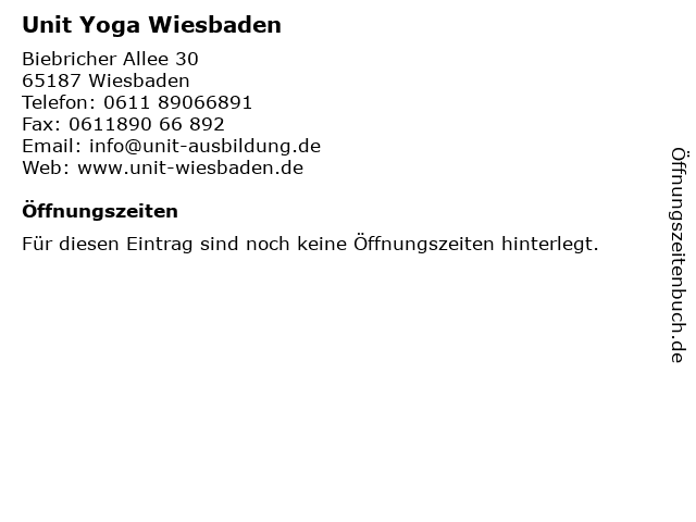 Unit Yoga Wiesbaden in Wiesbaden: Adresse und Öffnungszeiten