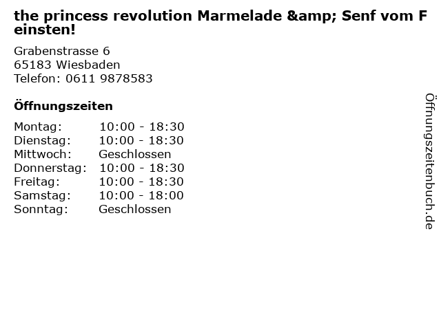 the princess revolution Marmelade & Senf vom Feinsten! in Wiesbaden: Adresse und Öffnungszeiten