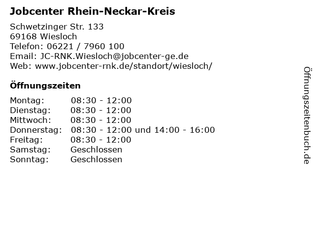 ᐅ Offnungszeiten Agentur Fur Arbeit Jobcenter Schwetzinger Str 133 In Wiesloch