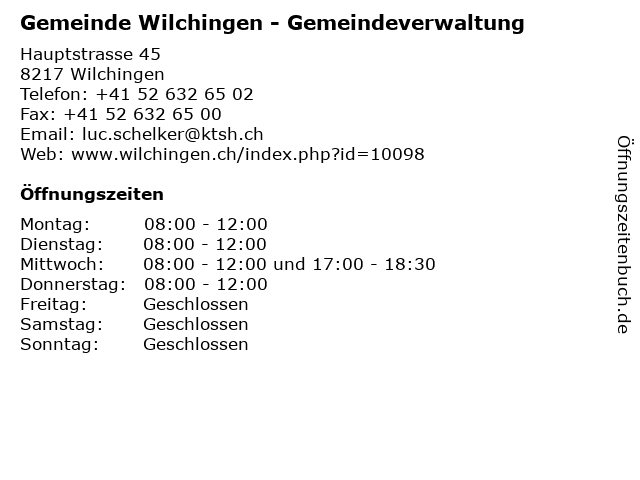 Gemeinde Wilchingen - Gemeindeverwaltung in Wilchingen: Adresse und Öffnungszeiten