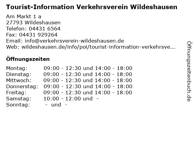 Tourist-Information Verkehrsverein Wildeshausen in Wildeshausen: Adresse und Öffnungszeiten