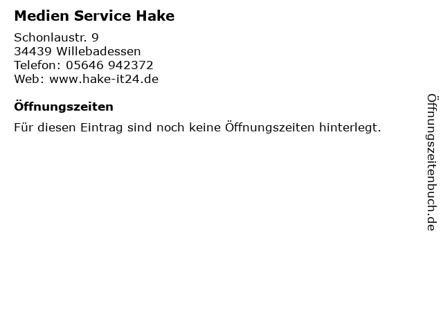 Medien Service Hake in Willebadessen: Adresse und Öffnungszeiten