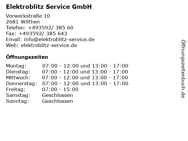 Elektroblitz Service GmbH in Wilthen: Adresse und Öffnungszeiten