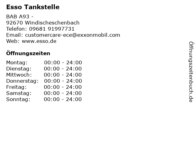 Esso Tankstelle in Windischeschenbach: Adresse und Öffnungszeiten