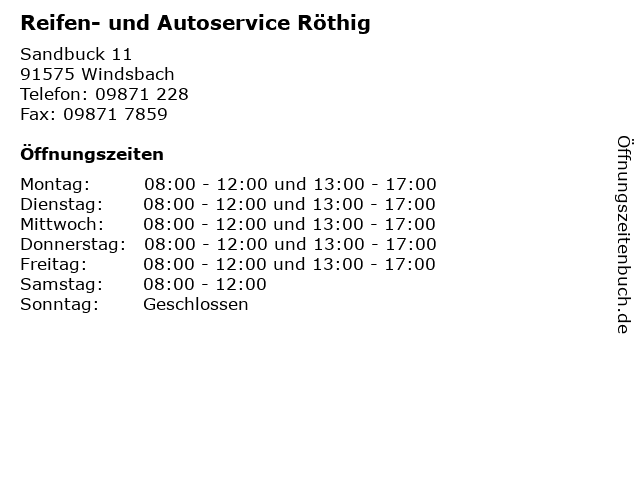 Reifen- und Autoservice Röthig in Windsbach: Adresse und Öffnungszeiten