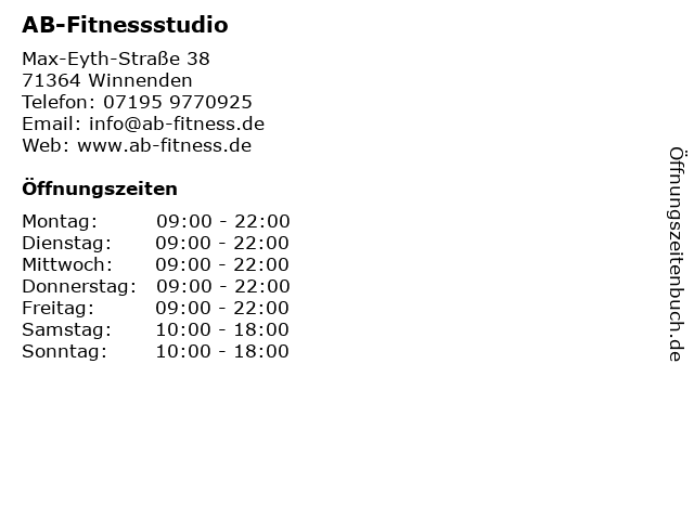 AB-Fitnessstudio in Winnenden: Adresse und Öffnungszeiten