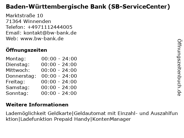á… Offnungszeiten Baden Wurttembergische Bank Marktstr 10 In Winnenden