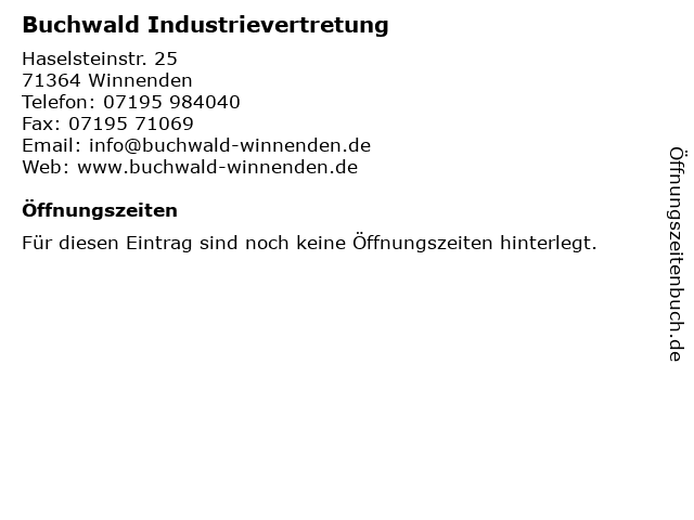 Buchwald Industrievertretung in Winnenden: Adresse und Öffnungszeiten