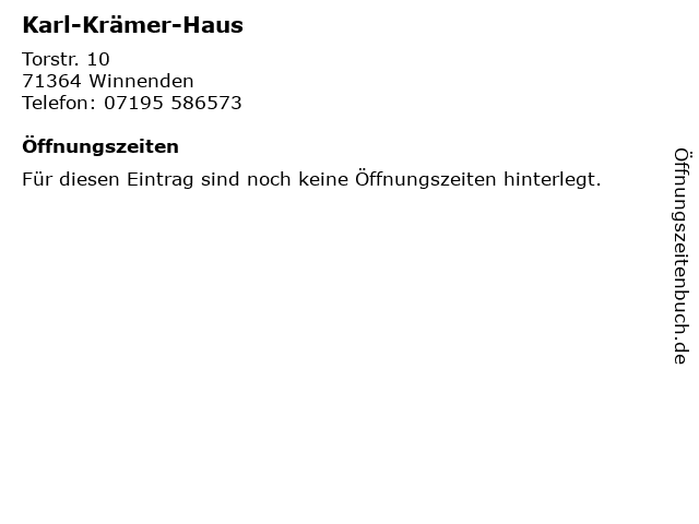 Karl-Krämer-Haus in Winnenden: Adresse und Öffnungszeiten