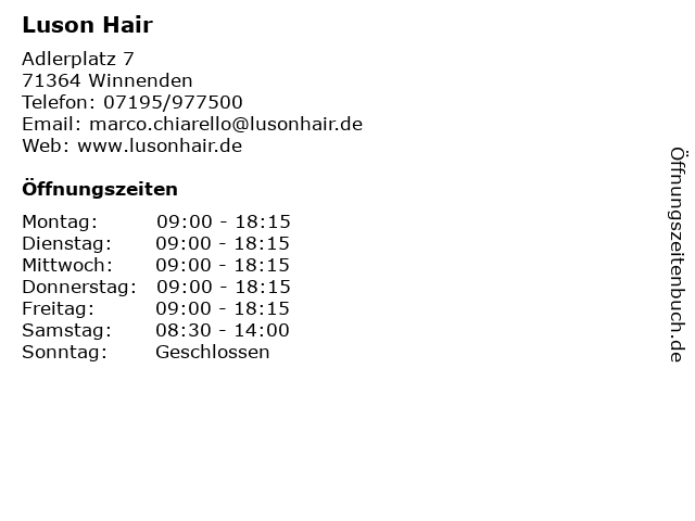 Luson Hair in Winnenden: Adresse und Öffnungszeiten